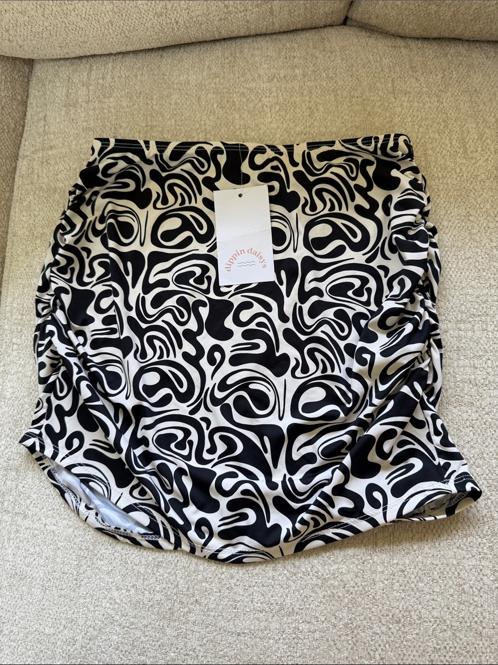 Dippin' Daisy's Black & White Abstract Swim skirt Bottom